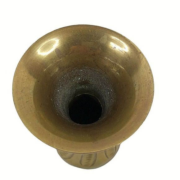 Vintage Sarna Brass Vase India 4.75" Flower Leaves Hand Etched 415T - Picture 4 of 5